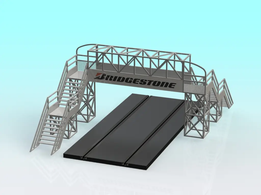 1:32 slot car foot bridge 2-lane — modelo 3D