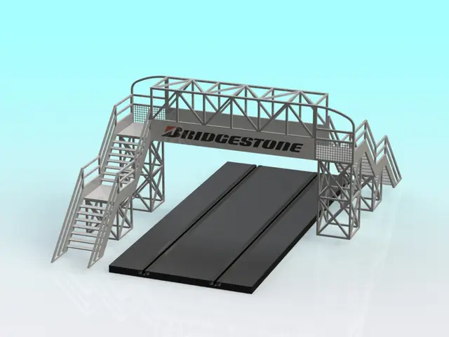 1:32 slot car foot bridge 2-lane — modelo 3D