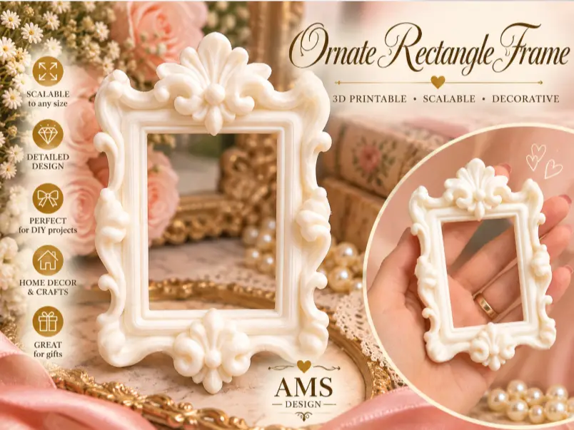 Elegant Ornate Rectangle Frame — modelo 3D