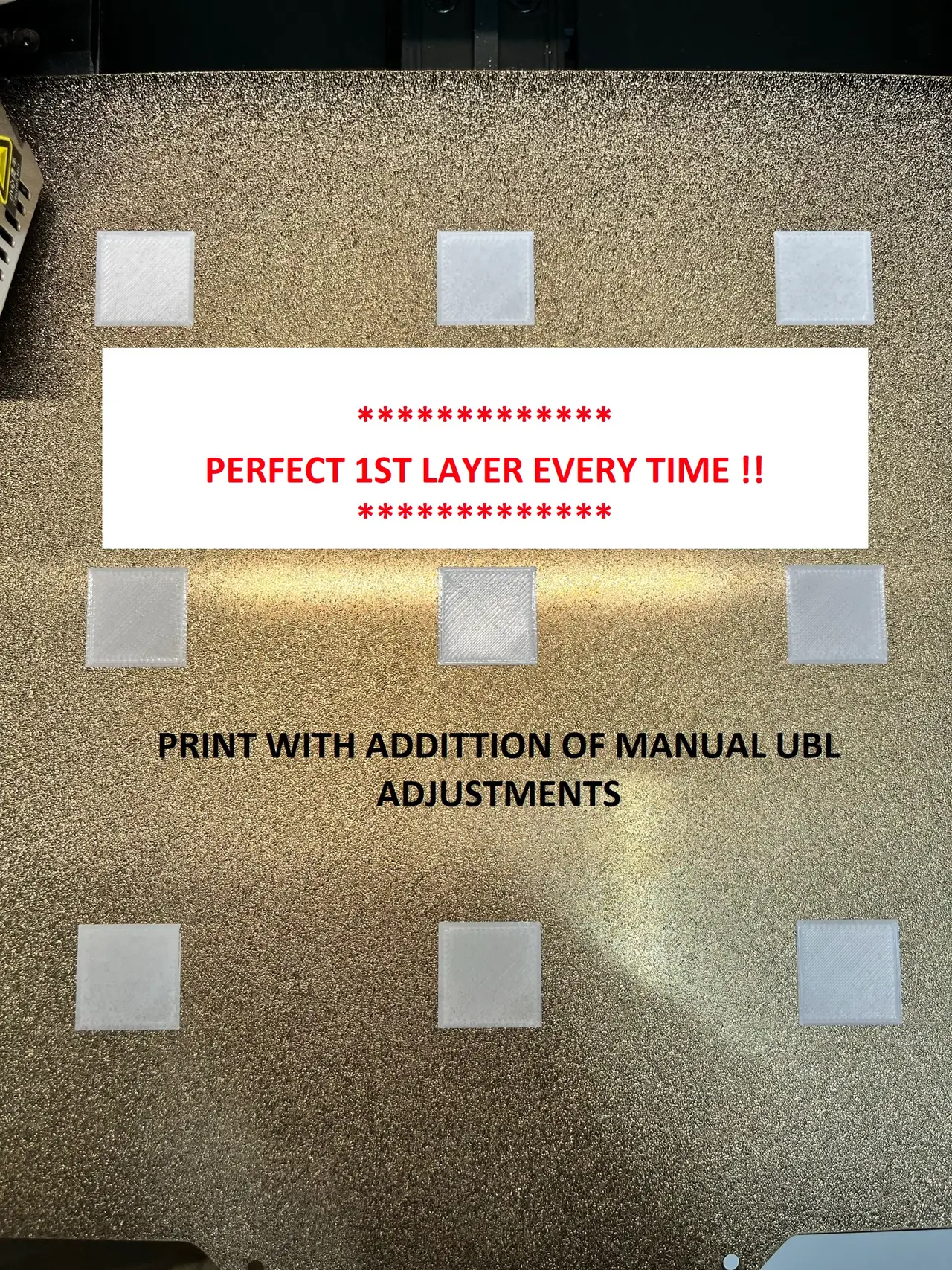 Perfect 1st layers! Ender 3 v2, Ender 3S1, Ender 3S1 Pro - 3x3 Calibration Bed Leveling Squares optimized for Professional firmware with UBL — modelo 3D