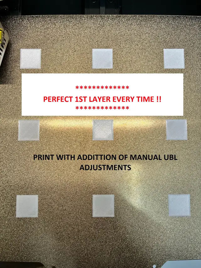 Perfect 1st layers! Ender 3 v2, Ender 3S1, Ender 3S1 Pro - 3x3 Calibration Bed Leveling Squares optimized for Professional firmware with UBL — modelo 3D