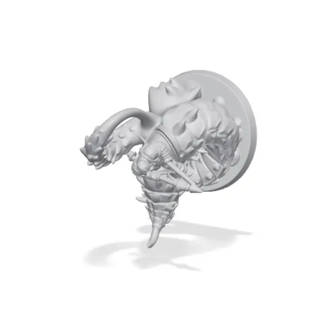 Dwarf Champion on Giant Worm Fantasy Miniature — modelo 3D