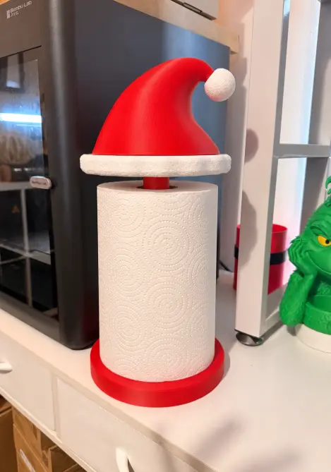 Santa Hat Paper Towel Holder Christmas Design — modelo 3D
