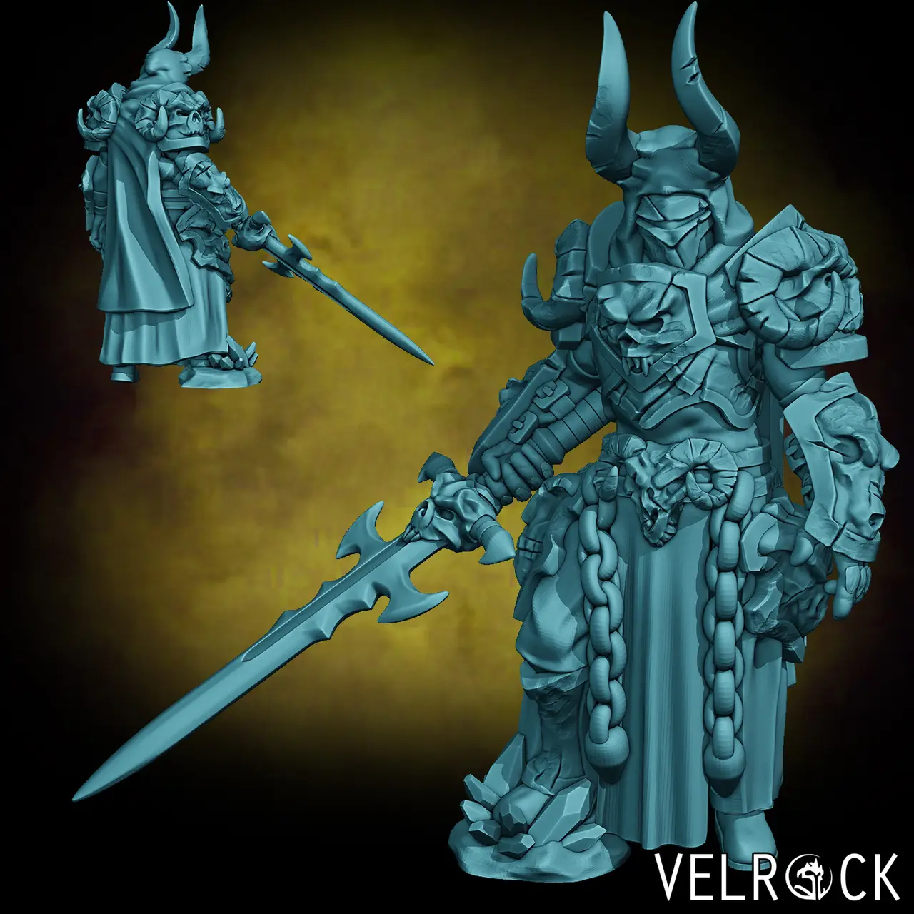 Death Knight with Greatsword (Male) (Pre-supported) — modelo 3D