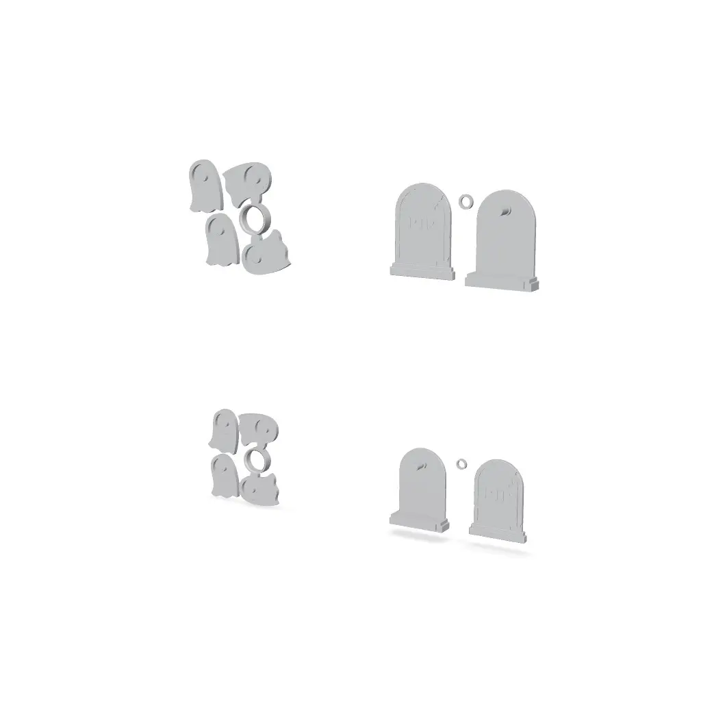 Tombstone with Flying Ghosts Fidget Spinner (2 sizes) — modelo 3D