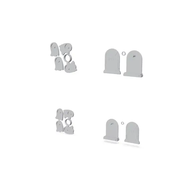 Tombstone with Flying Ghosts Fidget Spinner (2 sizes) — modelo 3D