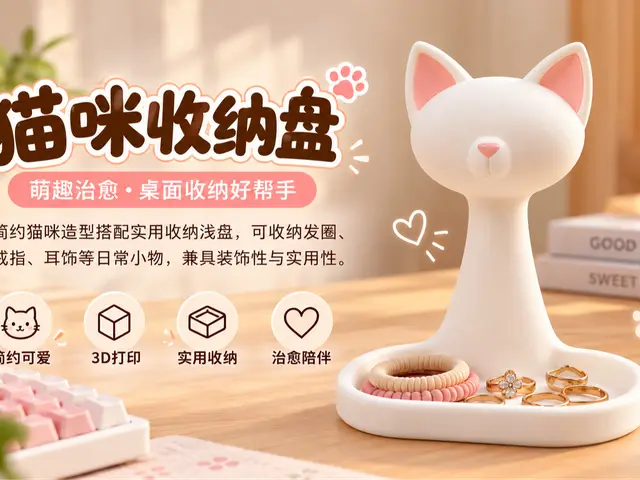 萌趣猫咪收纳盘 — modelo 3D