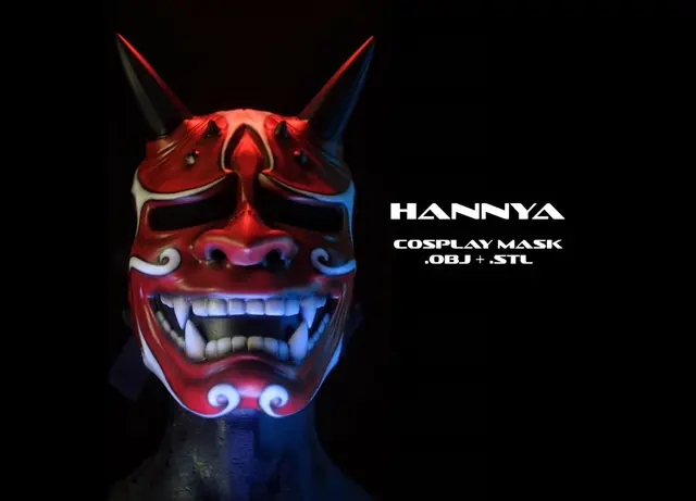 mask Hannya - Oni demon mask - free mask for cosplay — modelo 3D