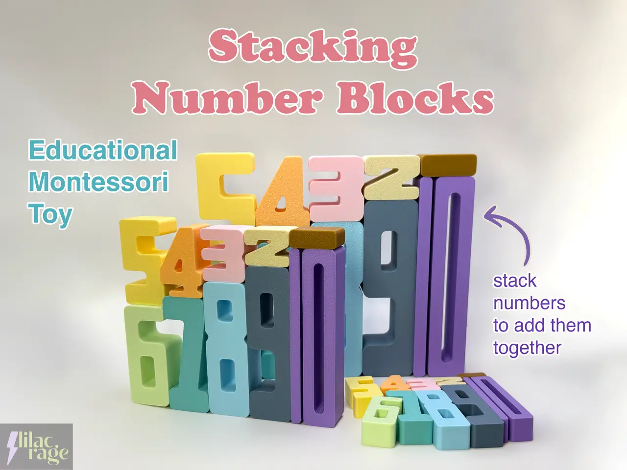 Stacking Number Blocks - Montessori Math Toy — modelo 3D