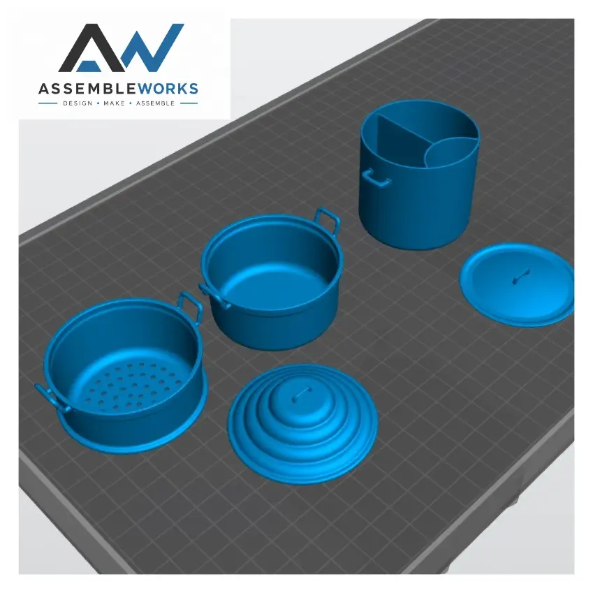 Miniature Cooking Pots & Steamer Set – 1/12 Scale STL — modelo 3D