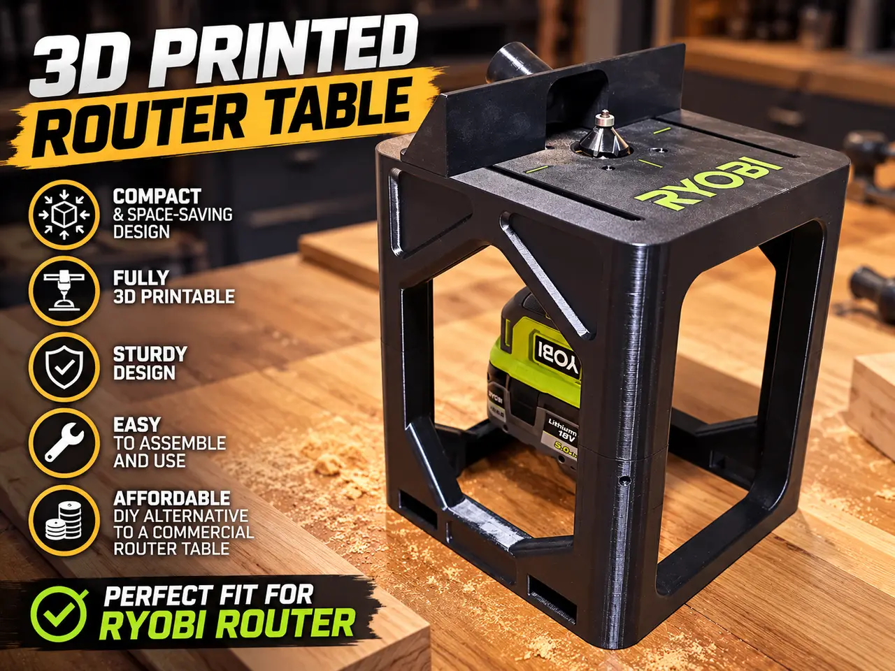 Ryobi 18V ONE+ Oberfrästisch — modelo 3D