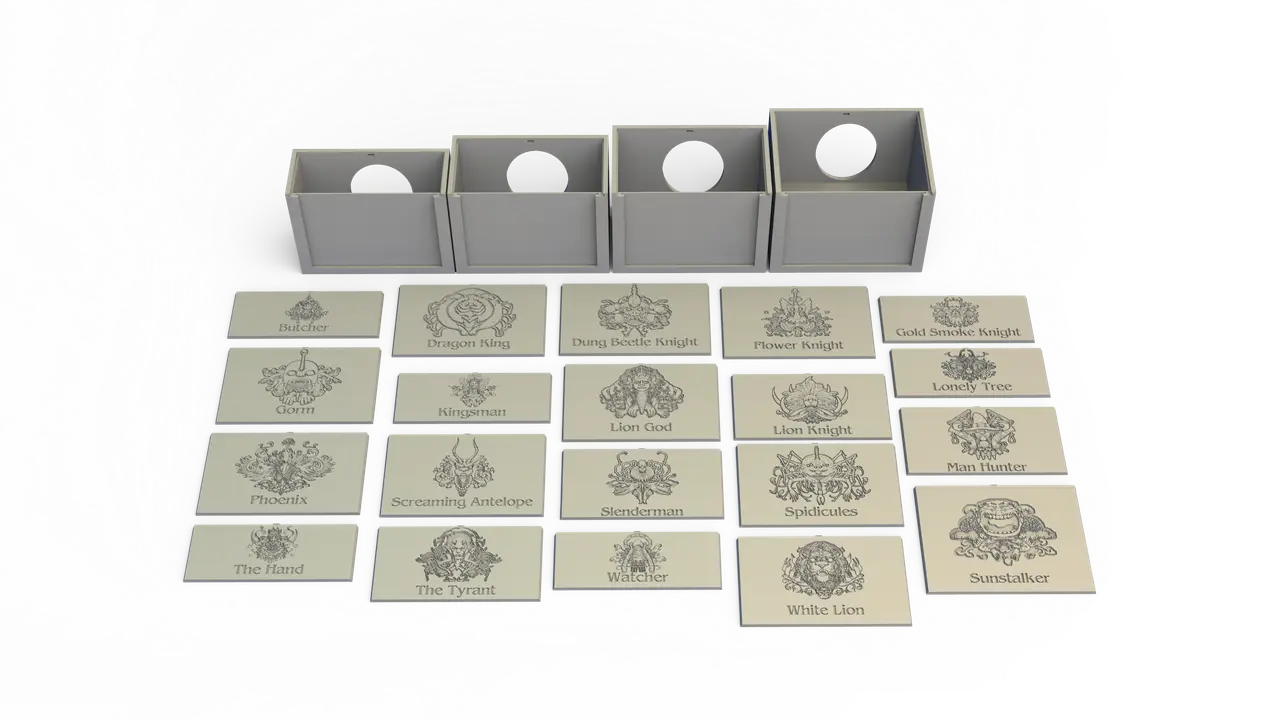 Kingdom Death - Storage boxes for sleeved cards, custom toppers — modelo 3D
