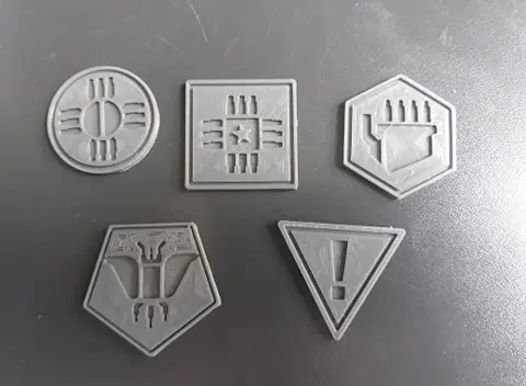 Eclipse Phase RPG tokens - Threat, Vigor, Moxie, Insight, Flex — modelo 3D