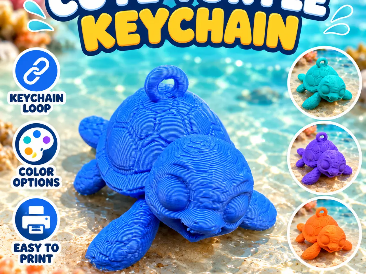 Cute Turtle Keychain – 3D Printed Sea Turtle — modelo 3D