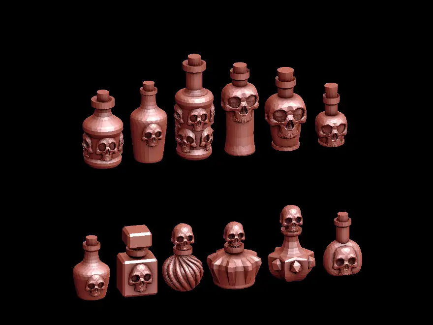 Skull Bottles — modelo 3D