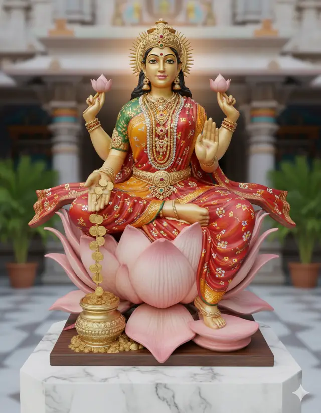 Lakshmi Mata 3D Printable Model | Goddess Laxmi Idol STL — modelo 3D