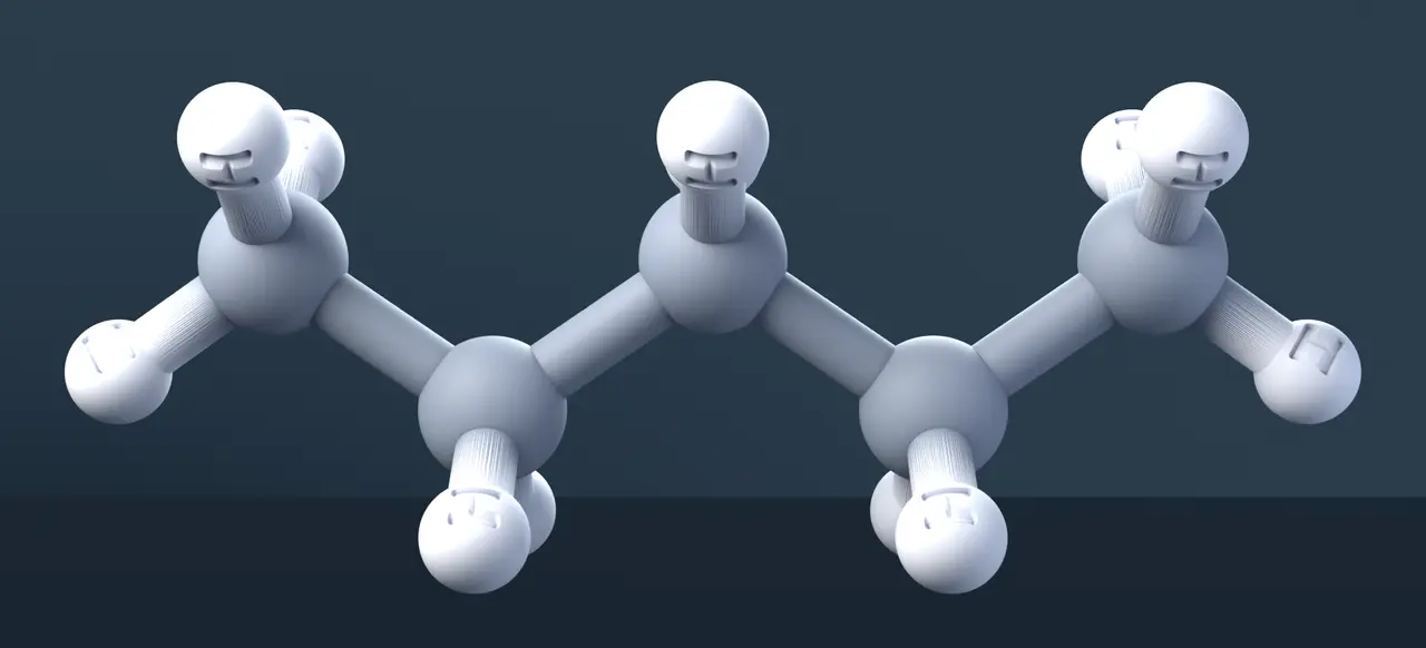 Pentane 3D Molecular Model — CAS 109-66-0 — modelo 3D