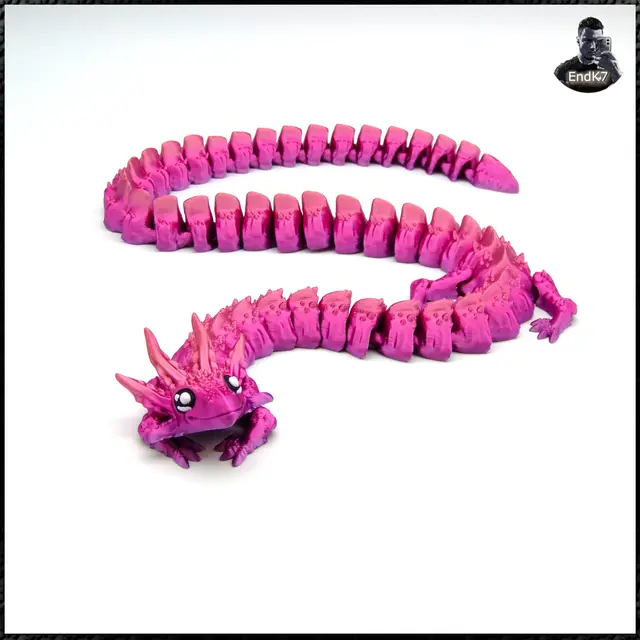 Dragon Axolotl V2 - Extra Long version - Print in place — modelo 3D