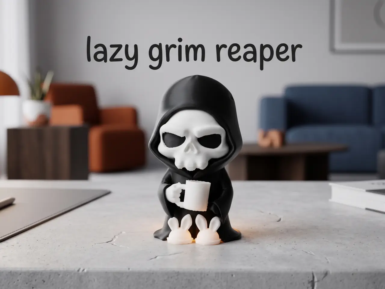 Lazy Grim Reaper with Coffee — modelo 3D