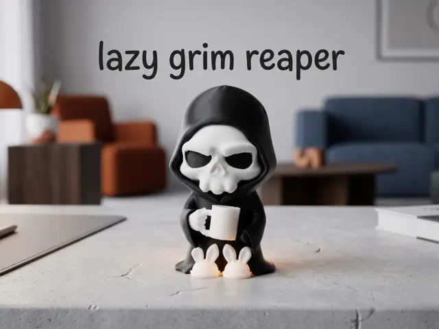 Lazy Grim Reaper with Coffee — modelo 3D