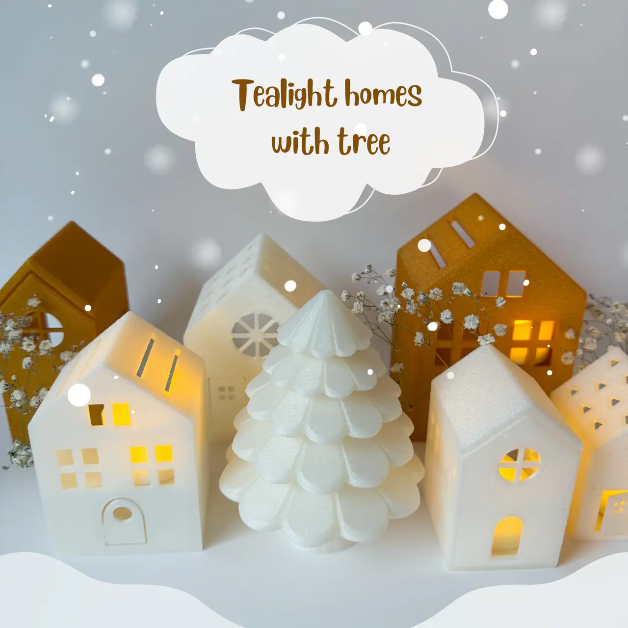 Tea light Village with tree — modelo 3D