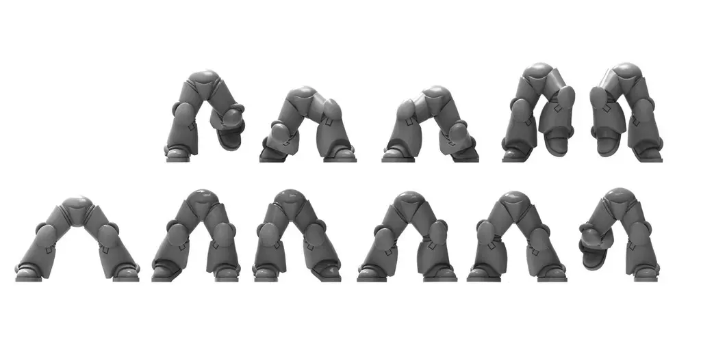 11 pairs of power armour legs - 28mm heroic — modelo 3D
