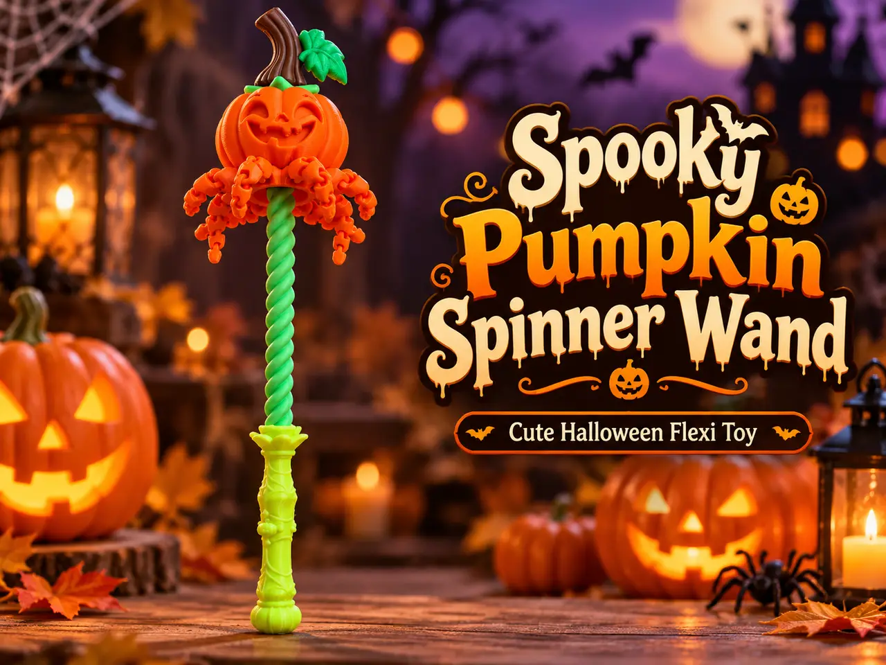 Spooky Pumpkin Spinner Wand — modelo 3D