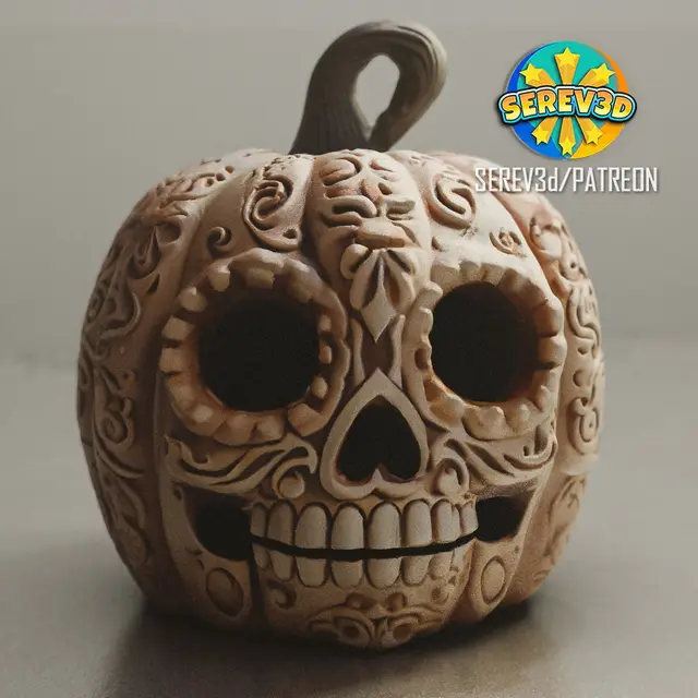 Day of the Dead Halloween Pumpkin - Lamp — modelo 3D