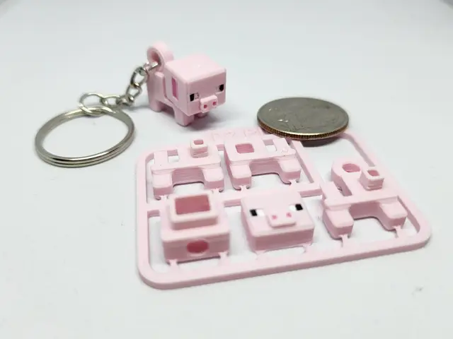 Minecraft-inspired Pig Mini Figure Kit Card/ Keychain — modelo 3D