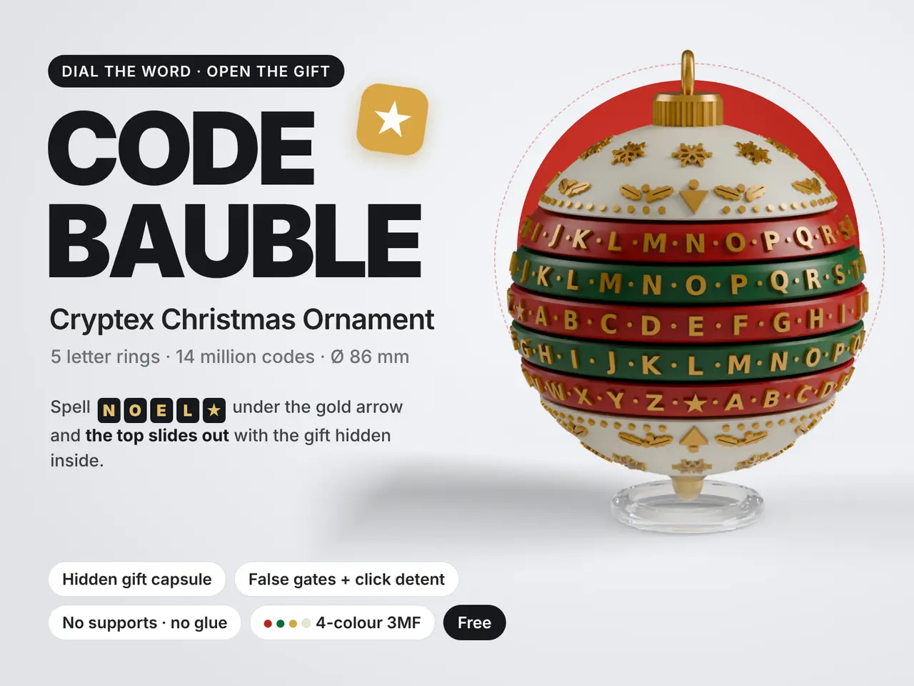CODE BAUBLE - Cryptex Christmas Ornament — modelo 3D