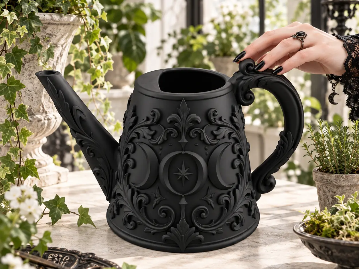 Goth Witch Moon Baroque Watering Can Garden Decor — modelo 3D