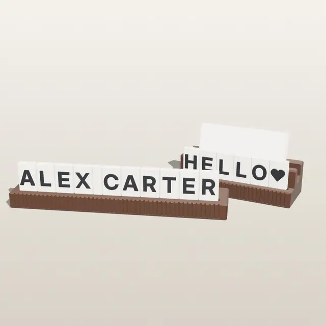 Letterboard Name Plate & Business Card Holder – Modular Desk Set with 44 Swappable Letter Tiles, Pen Trough & Card Slot — modelo 3D