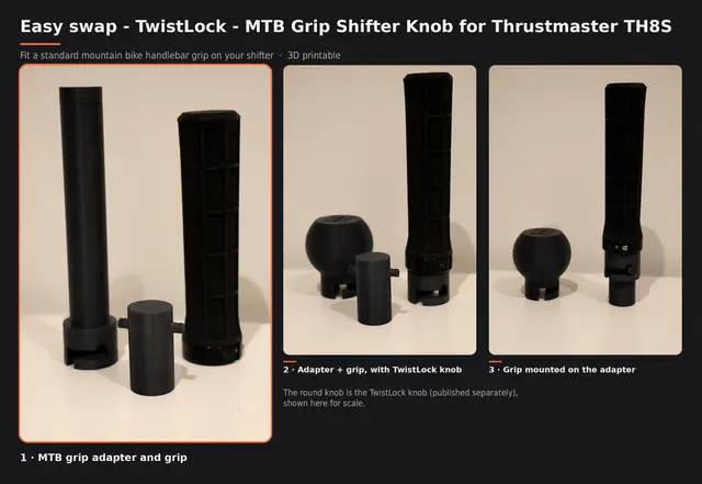 Easy swap - TwistLock - MTB Grip Shifter Knob for Thrustmaster TH8S — modelo 3D