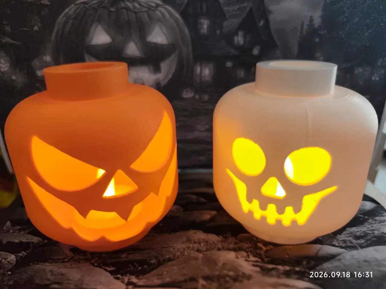 LEGO-style head lantern – Halloween — modelo 3D
