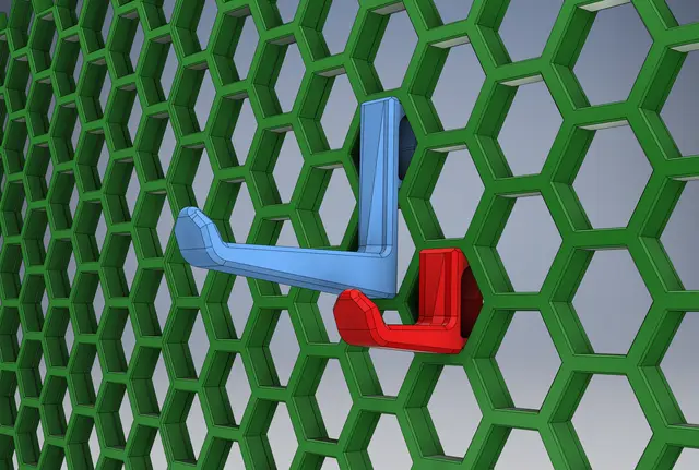 Easy Print Super Strong Hook - Single Piece - No Screws - No Supports - HSW Honeycomb Storage Wall — modelo 3D