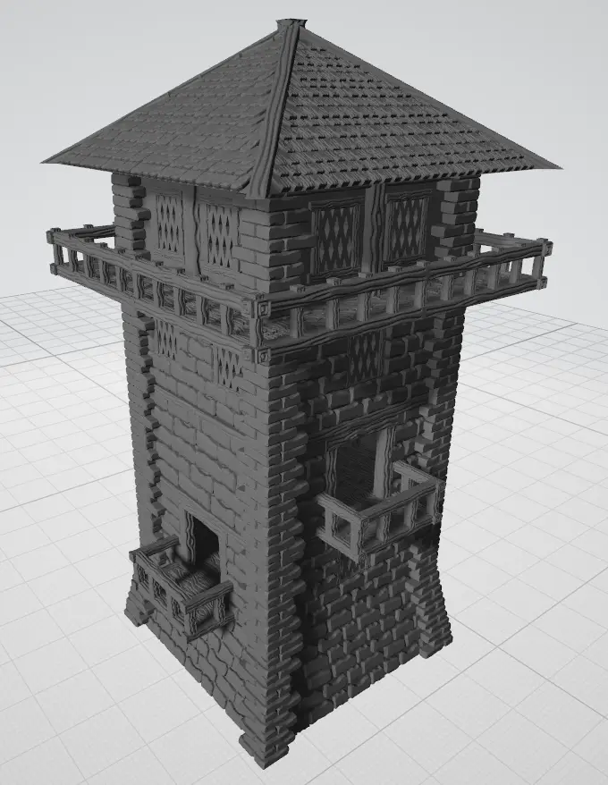 Modular Fantasy Guard Tower — modelo 3D
