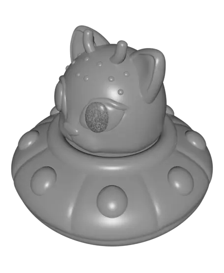 Alien & Cat UFO Keychains — modelo 3D
