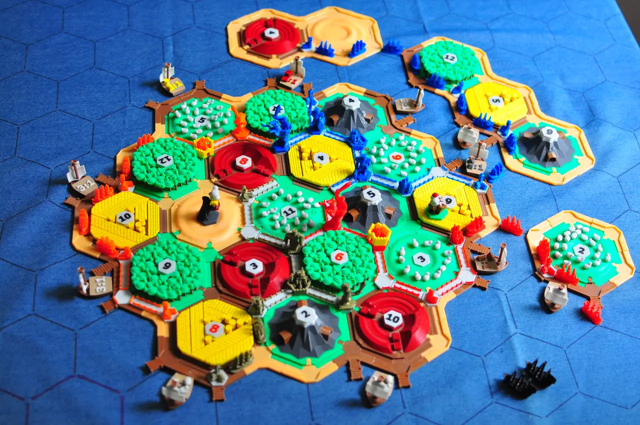 Catan + Cities & Knight + Seafarers — modelo 3D
