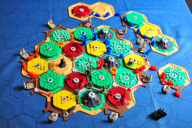 Catan + Cities & Knight + Seafarers — modelo 3D