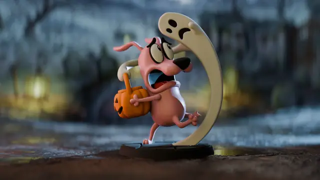 Courage Halloween Figurine - Whimsical Cartoon Sty — modelo 3D