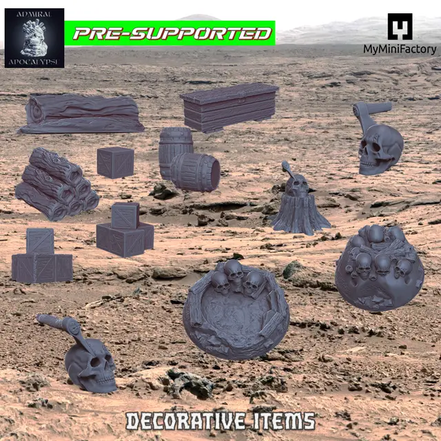 Desert item bundle (Pre-supported DeFenceee!!! decorations) — modelo 3D