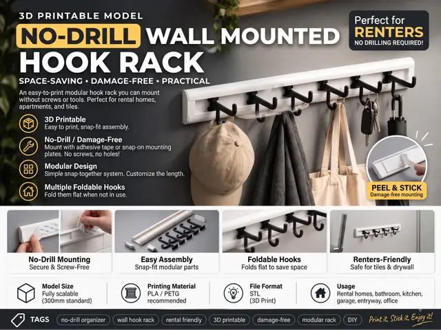 Wall Mounted Hook Rack — modelo 3D