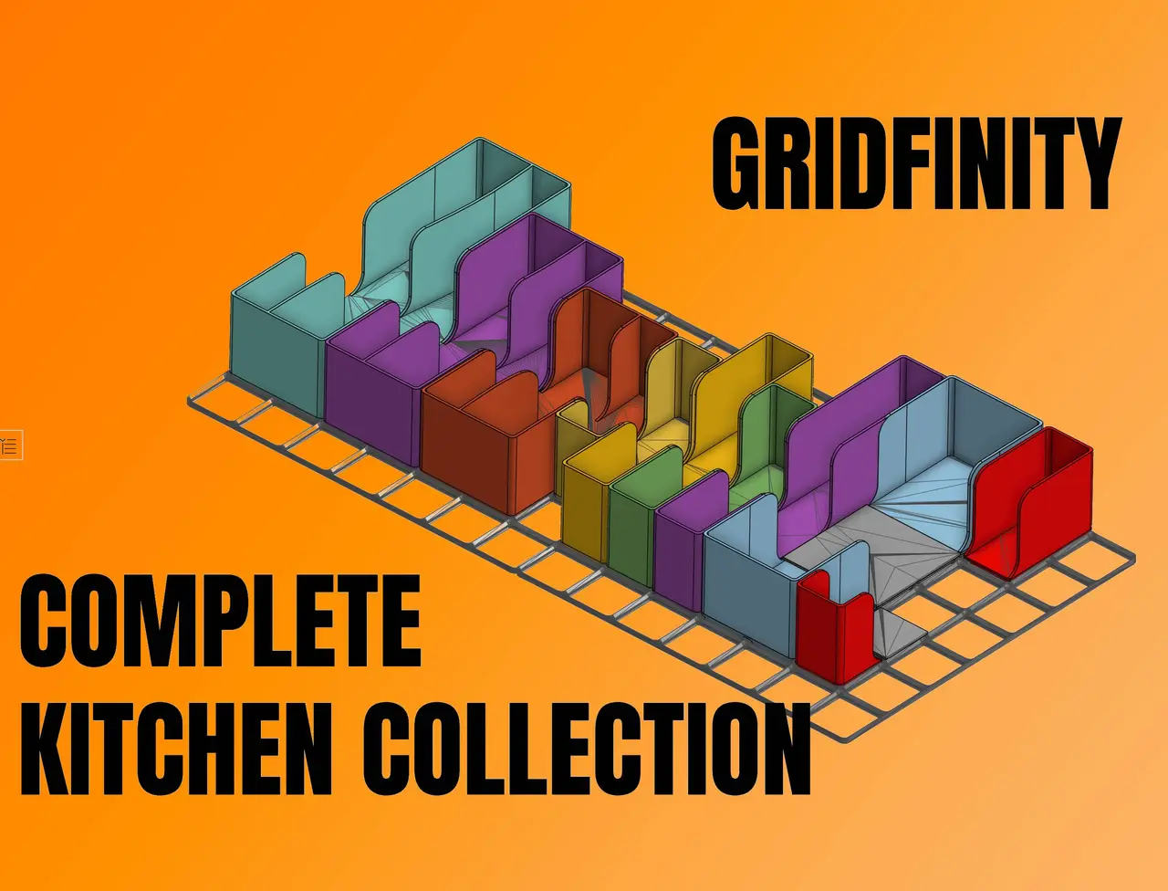 Gridfinity Complete Kitchen Collection (w/ Modular Expansion Pieces) — modelo 3D