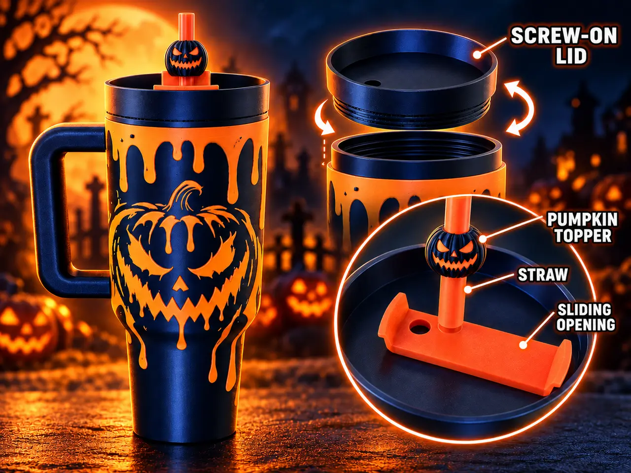 Stan-lee - Stanley tumbler Halloween Pumpkin — modelo 3D