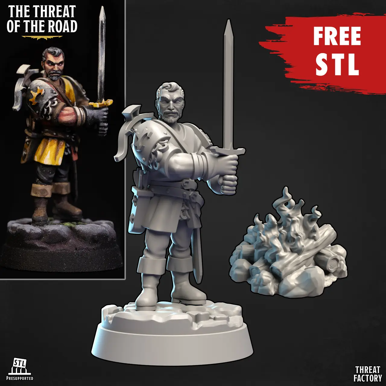Human Veteran & Fire camp [The Threat of the Road Free STL] — modelo 3D