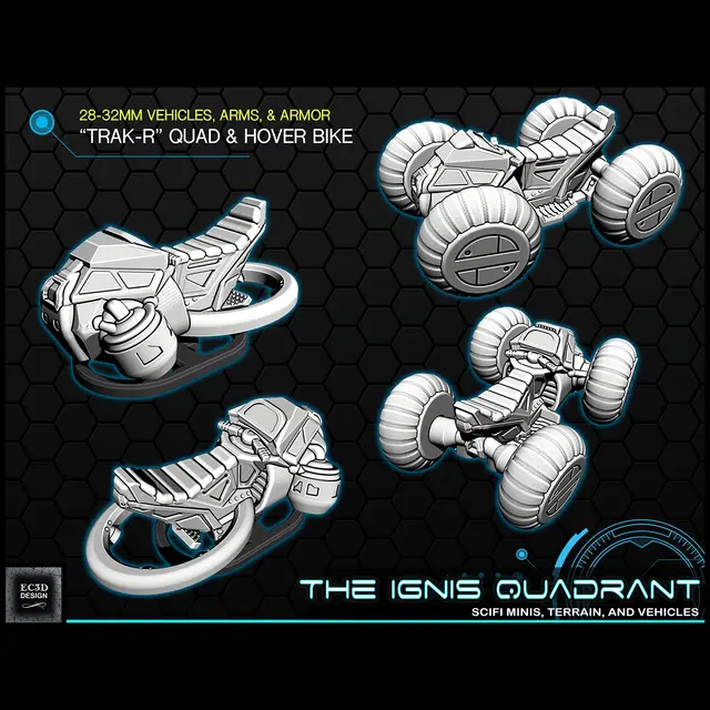 Sci-fi "TRAK-R" Quad and Hover Bike [Support-free] — modelo 3D