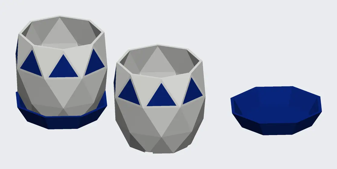 Low Poly Geometric Succulent Planter with Drainage & Drip Saucer (Two-Tone) — modelo 3D