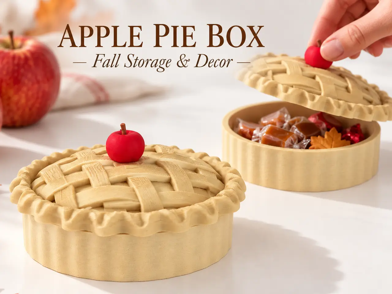 Apple Pie Container with Lid – Fall Storage Box — modelo 3D