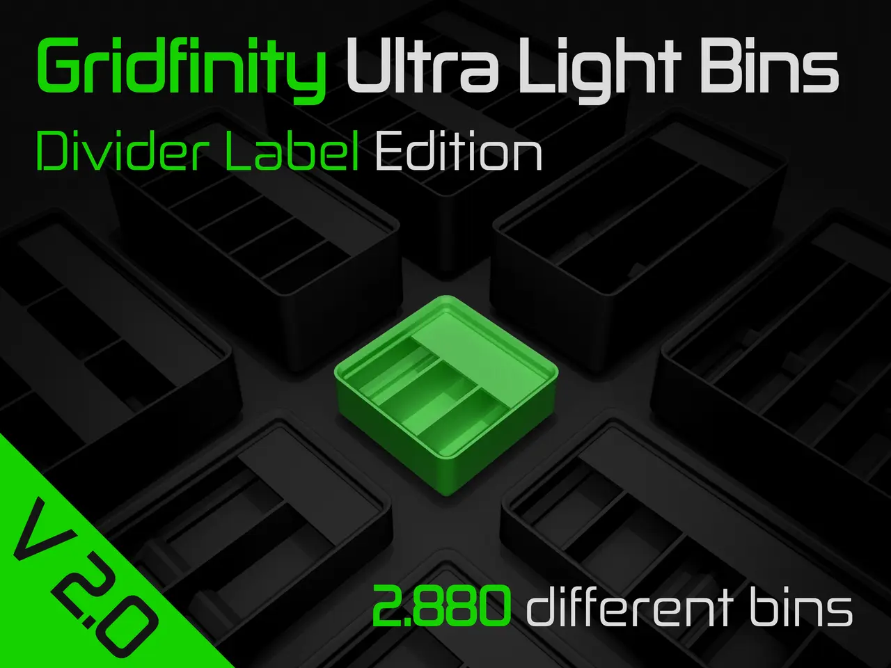 Gridfinity Ultra Light Bins - Divider Label Edition — modelo 3D