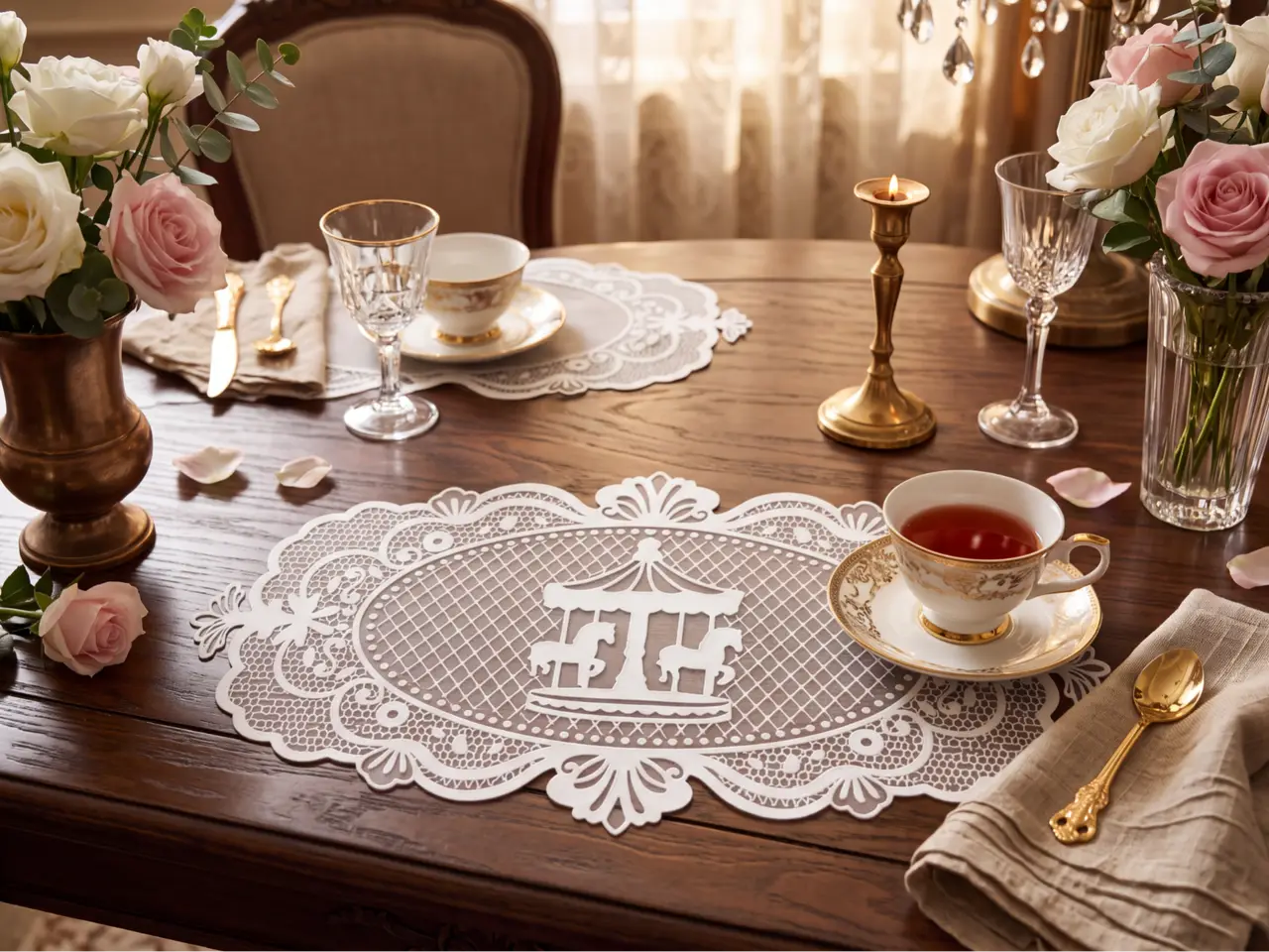 旋转木马蕾丝餐垫 & 杯垫 — modelo 3D